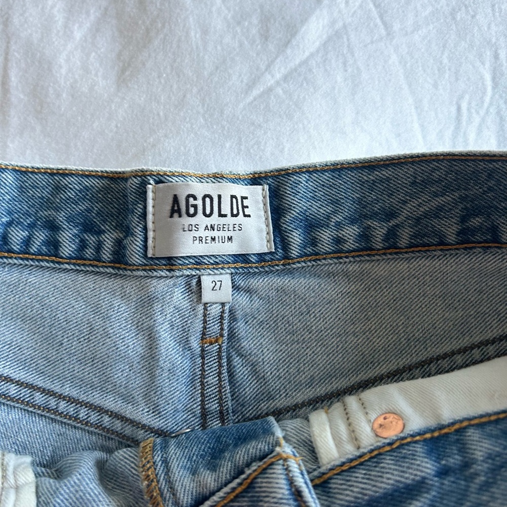 Agolde Women's Frayed Hem Jean Shorts - Light Blue - Picture 2 of 3